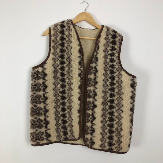 Vintage French Shearling Vest (Stripe) (L)