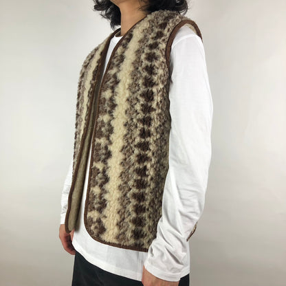 Vintage French Shearling Vest (Stripe) (L)