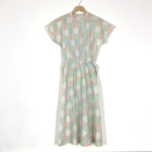 Vintage Pastel Color Block Check Onepiece (38)