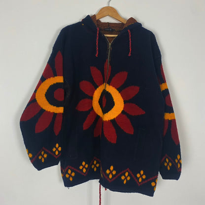 Vintage “Genesis” Flower Zip Knit Hoodie