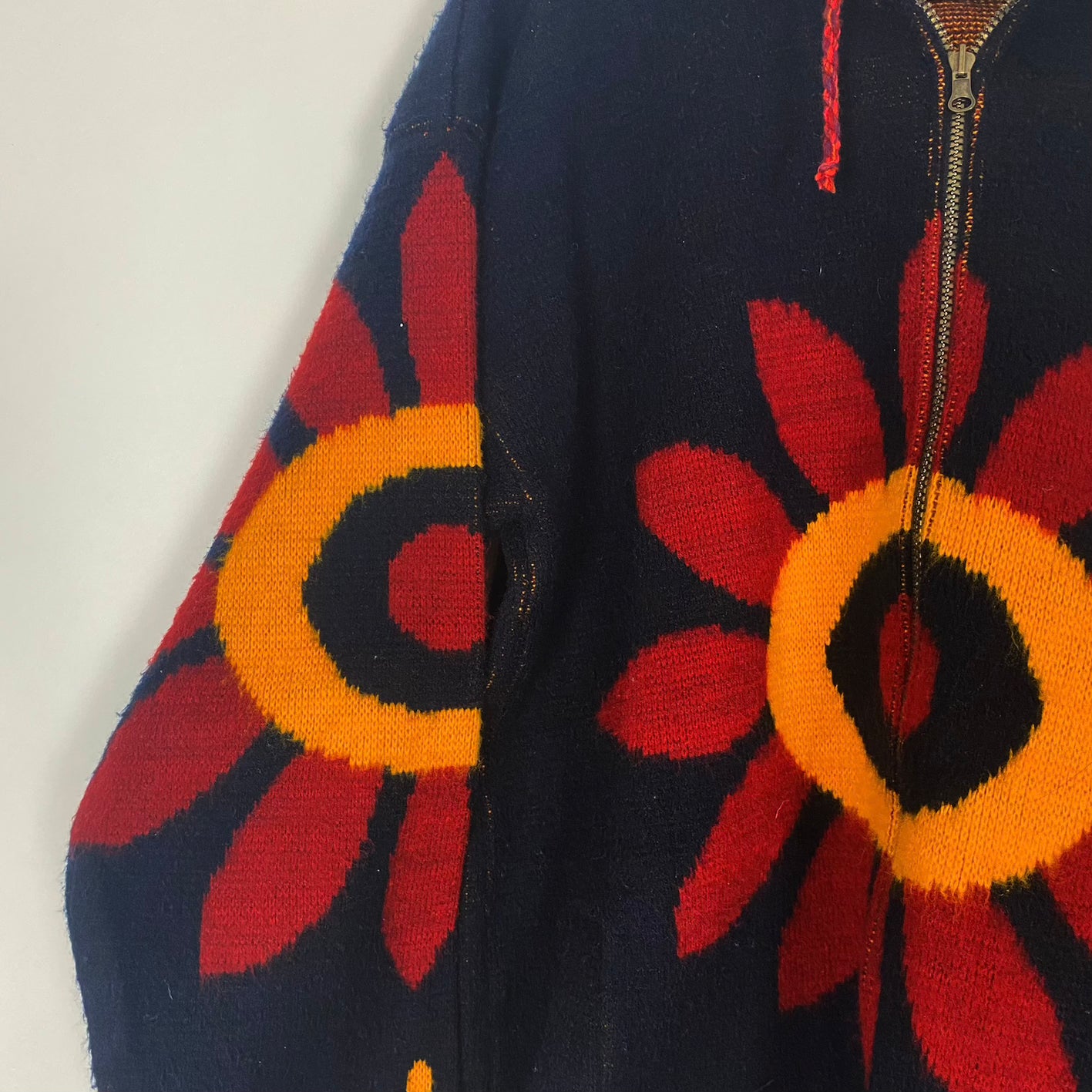 Vintage “Genesis” Flower Zip Knit Hoodie