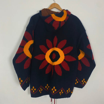 Vintage “Genesis” Flower Zip Knit Hoodie