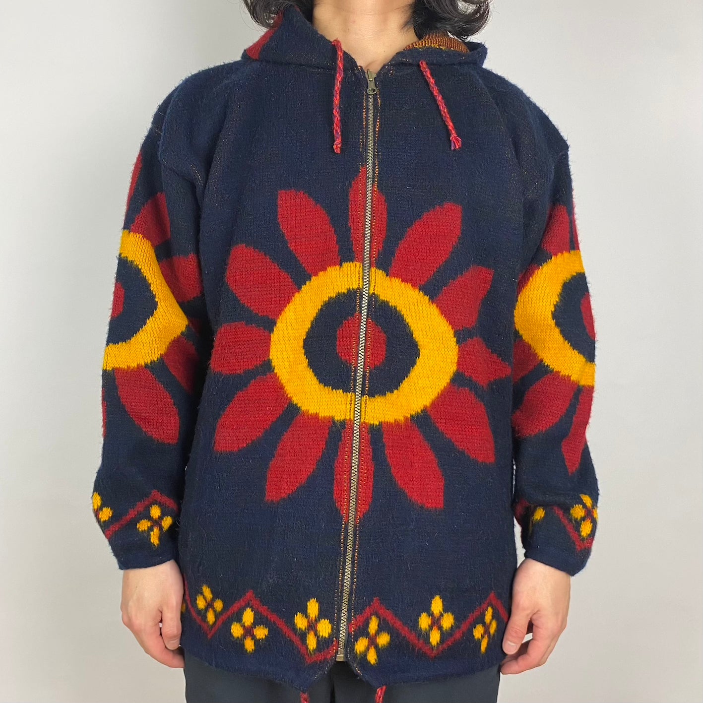 Vintage “Genesis” Flower Zip Knit Hoodie